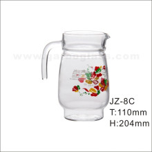 Glas Pitcher mit Blumen-Abziehbild (JZ-8C)
